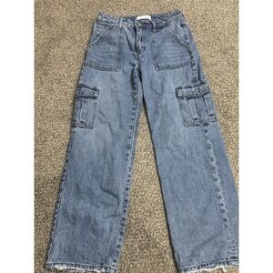 Vervet Olivia Women's Wide Leg Cargo Pants Jeans Size 26 Denim V3446